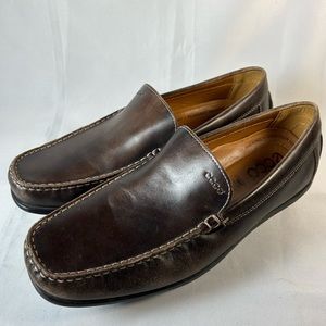 Ecco Brand Men's Leather Brown Slip on Loafers Walking Shoes
